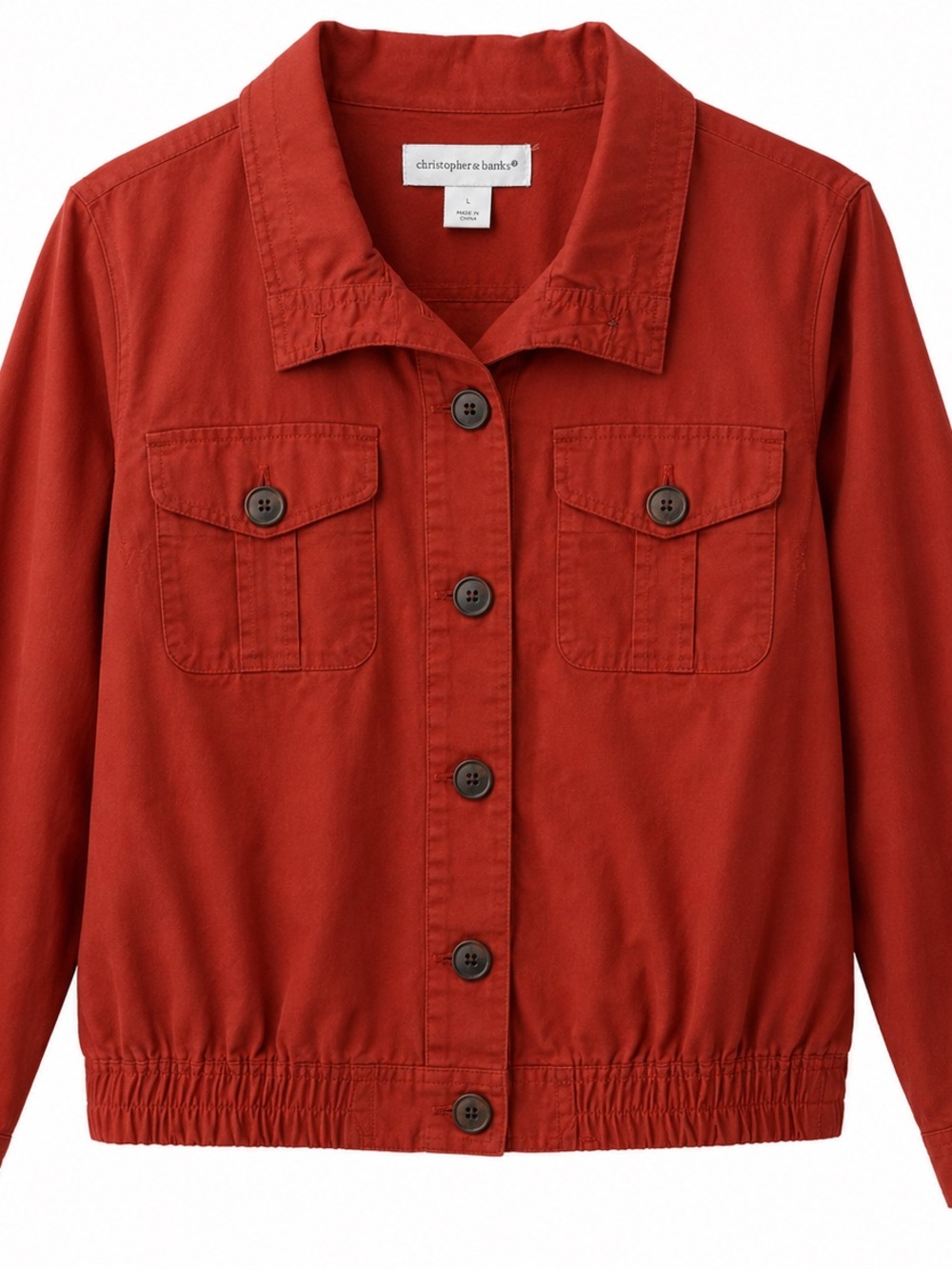 331. Christopher & Banks Rust Button-Front Jacket